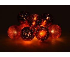 Beleuchtete Christbaumkugel Lichterkette 230 cm - 10 LED - Weihnachtskugel Lichterkette rot