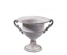 Pokal Nostalgie - Vintage Pokal Vase Metall Antik - Hochwertig & Dekorativ - Indoor & Outdoor - Garten Pflanzgefäß/Pokalvase (Antik Creme - Typ II)