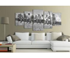 Leinwandbild New York Skylunch LW249 Wandbild, Bild auf Leinwand, 5 Teile, 210 x 100 cm, Kunstdruck Canvas, XXL Bilder, Keilrahmenbild, fertig aufgespannt, Bild, Holzrahmen, Retro, Foto, Bauarbeiter