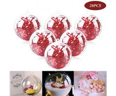 Lintimes DIY Weihnachtskugeln Acrylkugeln Deko 20 stück, Transparente Plastik hängender Kugel für Hochzeitsdeko, Weihnachten und Party - 50MM