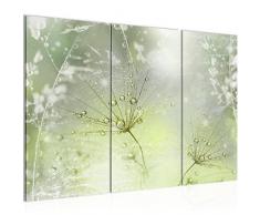 Bilder Blumen Pusteblume Wandbild 120 x 80 cm Vlies - Leinwand Bild XXL Format Wandbilder Wohnzimmer Wohnung Deko Kunstdrucke Grün 3 Teilig - MADE IN GERMANY - Fertig zum Aufhängen 205631b