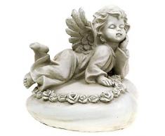 Engel auf Herz mit LED Engelfigur Grabengel Grabschmuck Grabdeko Dekoengel Trauerschmuck Dekofigur Engel