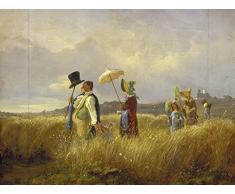 Artland Poster Kunstdruck oder Leinwand-Bild Wandbild fertig aufgespannt auf Keilrahmen Carl Spitzweg Der Sonntagsspaziergang 1841 Menschen Gruppen Familien Malerei Creme