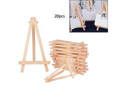 Wohlstand 20 Stück Mini Staffelei,Mini kleine Holz Tafel Display Staffelei,Foto Memo Halter Platzkartenhalter Name Tabelle Karte Stand für Hochzeit Geburtstag Taufe Babyparty Party & Bar (15 x 8 cm)