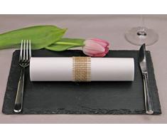 24 Stück Servietten WEISS gerollt mit Jute NATUR (0,83€/Stück) - Hochzeit Serviette Stoffähnlich aus Airlaid Linclass mit Serviettenring Premium Deko von FINEMARK
