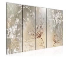 Bilder Blumen Pusteblume Wandbild 150 x 60 cm Vlies - Leinwand Bild XXL Format Wandbilder Wohnzimmer Wohnung Deko Kunstdrucke Braun 5 Teilig - MADE IN GERMANY - Fertig zum Aufhängen 205556a
