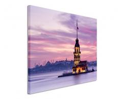 Paul Sinus Art 120x80cm Leinwandbild auf Keilrahmen Istanbul Bosporus Jungfrauenturm Wandbild auf Leinwand als Panorama