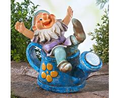 Solar-Leuchte Zwerg auf Gießkanne, wetterfest, Gartenzwerg, Dekofigur