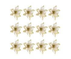 NUOBESTY 24pcs Glitter Weihnachtsstern Christbaumschmuck künstliche Weihnachtsstern Blume für Weihnachtsschmuck golden