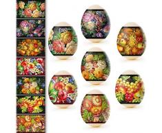 Unbekannt Ostern Zhostovo 2 Ostereier Eieraufkleber Eierfarben Oster Dekorbanderolen, 7 Verschiedene Motive in Packung