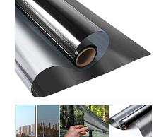 All--In Fensterfolie Selbstklebend Spiegelfolie Sichtschutzfolie Fenster Sicherschutz Sonnenschutzfolie Anti-UV Folie Statische Wärmeisolierung 90 x 400cm, Schwarz
