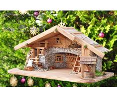 BTV Große Premium Weihnachtskrippe mit Zubehör, 70 cm massiv Vollholz Massivholz