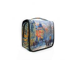 iRoad Kosmetiktasche zum Aufhängen, für Reisen, Ölgemälde, Retro, Europa, große Kapazität, Make-up-Tasche, Organizer, faltbar, tragbar