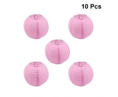 Toyvian Papierlaternen, 20 cm, faltbar, dekorative chinesische Papier-Hängedekorationen, runde Kugel-Laternen für Heimdekoration, Partys, Hochzeiten, Rosa, 10 Stück