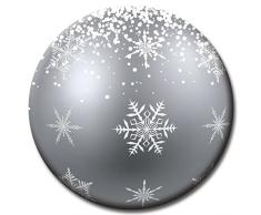 Silberne Weihnachtsmagnete - Christmas Magnete Weihnachten 6er-Set Ø 5 cm - Fröhliche Weihnachten Kühlschrankmagnete Xmas mit Motiv Silberfarbene Weihnachtsbaumkugeln mit Muster: Sterne, Schneeflocken und Streifen für Magnettafel