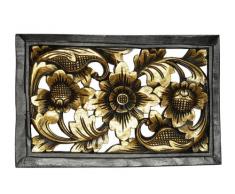 Bild BLUMEN Gold Holzbild Feng Shui Bali Relief HBild02