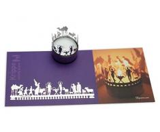 13gramm Krippe Windlicht Schattenspiel Geschenk, 3D Edelstahl Aufsatz für Kerze inkl. Karte