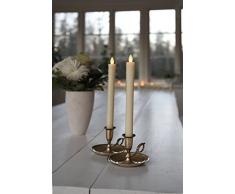 Star LED-Wachskerzen lang, 2-er Set, warm weiÃ LED, Schalter an der Flamme batteriebetrieben, Sichtkarton, 24 x 2,5 cm, elfenbein 066-61