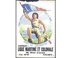 Unbekannt Poster Ligue Maritime Kolonial Kunstdruck Poster, Format Size, 50 x 70 cm, Papier 300 g (Shop: Display evintage.fr.)