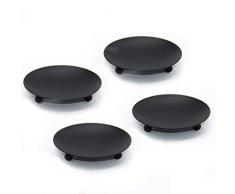 VINCIGANT kerzenständer Schwarz, Kerzenhalter Metall, Kerzenplatte Stumpenkerzenhalter für Tischdekoration(4er-Set)