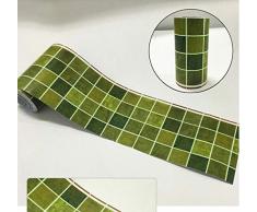 Dekorative Bordüre Selbstklebende Grünes MosaikBadezimmer Wohnzimmer Küche PVC Tapetenbordüre Taille Wandtattoo Wasserdicht Bodenleiste Wandaufkleber10CMX1000CM