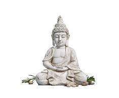 Buddha Outdoor beige gewischt frostfest Höhe 30 cm, Gartenskulptur, Gartendeko