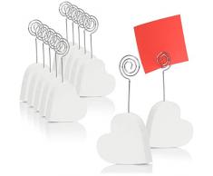 com-four® 12x Tischkartenhalter in Herzform - Platzkartenhalter für Hochzeiten - Namensschild - Fotohalter - Halterung für Tischnummern (12 Stück - Aufsteller)