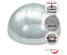 Halb-Spiegelkugel 50cm mit Motor, 10x10mm Facetten - Ideal für Festeinbau in Partyraum bei niedrigen Decken, Mirrorball half