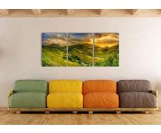 Pixxprint eine Berg Farm in Asien, XXL Leinwandbild in Übergröße 180x80m Gesamtmaß 3 teilig/Wandbild/Kunstdruck