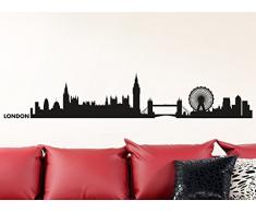 Wandaro Wandtattoo Skyline London I schwarz (BxH) 100 x 19 cm I Wohnzimmer Flur selbstklebend Stadt Aufkleber Städte der Welt Wandsticker Wandaufkleber W3291