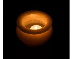 Yuchengstone Kleine Vase Stiftehalter Dose oder Teelichthalter massiv Orangencalcit Naturstein