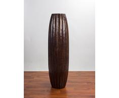 Leewadee Große Bodenvase für Dekozweige hohe Standvase Design Holzvase 90 cm, Mangoholz, braun