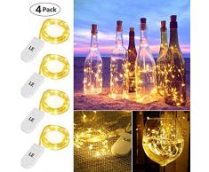 LE LED Lichterkette Batterie 1.2M, 4er 20LEDs Lichterketten aus Kupferdraht, IP65 Wasserdicht Drahtlichterkette für Weihnachten, Party, Innen, Außen, Hochzeit Deko, Warmweiß Weihnachtsbeleuchtung