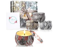 Zeonetak Duftkerzen Set 100% Sojawachs Kerzen Set(4pack)- Natürliches Aroma Kerzen Geschenk von Freesie Lavendel Rosmarin Französischer für Hochzeiten, Party, Weihnachten und Geburtstag