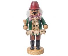 OBC Räuchermännchen Händler grün rot, 18 cm, Dekofigur Handbemalt im Erzgebirge - Stil/Räuchermann / Räucherfigur aus Holz
