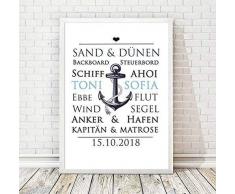 TinyTami★Kunstdruck Hochzeitsgeschenk★Anker & Hafen ★ Maritim ★ A4 oder A3★Poster★ Liebe ★ Hochzeit ★ Brautpaar ★100% handmade
