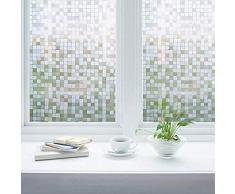 Zindoo Mosaic Fensterfolie Sichtschutz Sichtschutzfolie Ohne Kleber Milchglasfolie Gute Privatsphäre Schutz für Badezimmer, Umkleide und Konferenzräume 44.5 x 200CM