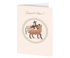 Osterkarte mit Holzintarsien »Osterlamm«