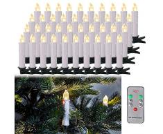 LARS360 LED Kerzen Weihnachts Kerzen Kabellos mit Fernbedienung Christbaumkerzen Flammenlose Lichterkette Kerzen für Weihnachtsbaum, Weihnachtsdeko, Feiertag - 40 Stück Warmweiß Weihnachtskerzen