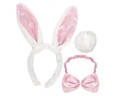 Widmann 5466B – 3-teiliges Hasen Set, Haarreifen mit Ohren, eine Fliege, Schwanz, Bunny Set, Verkleidungsset, Häschen Set, Karneval, Motto Party, Junggesellinnenabschied