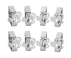 com-four® 8x Tischtuchklammern aus Edelstahl mit Dekor (08 Stück/Hummel)