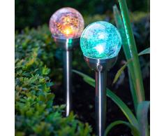 Lights4fun 2er Set LED Solar Glaskugel Farbwechsel inkl. Erdspieß