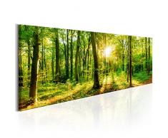 decomonkey Bilder Wald 120x40 cm 1 Teilig Leinwandbilder Bild auf Leinwand Vlies Wandbild Kunstdruck Wanddeko Wand Wohnzimmer Wanddekoration Deko Baum Natur Landschaft