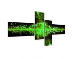 Bilderdepot24 Leinwandbild Abstrakte Kunst Abstrakt 47a grün - 200x90cm 4 teilig - fertig gerahmt, direkt vom Hersteller