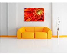 red Flower Gerbera Sunshine Gras Blumen Format: 100x70 cm auf Leinwand, XXL riesige Bilder fertig gerahmt mit Keilrahmen, Kunstdruck auf Wandbild mit Rahmen, günstiger als Gemälde oder Ölbild, kein Poster oder Plakat