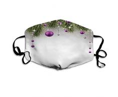 Bequeme Winddichte Maske, Weihnachten, Baum mit Lametta und Ball mit Geschenkfolie-Feier-Bild der Gegenwart, Lila Graugrün