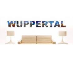 INDIGOS UG - WANDTATTOO / Wandsticker / Wandaufkleber / Aufkleber farbige Wandschrift Städtename Wuppertal mit Sehenswürdigkeiten 96 x 10 cm Länge