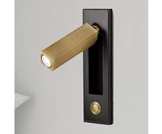 Retro Wandkerzenleuchter Aluminium Metall Knopf Schalter Chip Wandlampe Schlafzimmer Nacht Leselampe Buch Licht Brass_3W_4000K