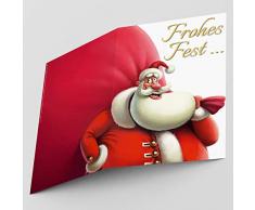 A4 XXL Weihnachtskarte SANTA CLAUS mit Umschlag - edle & lustige Klappkarte für Kollegen Freunde Verwandte - Frohe Weihnachten Karte von BREITENWERK