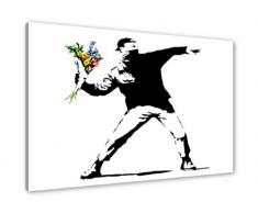 80 x 60 cm Bild auf Leinwand Banksy 4170-SCT deutsche Marke und Lager - Die Bilder / das Wandbild / der Kunstdruck ist fertig gerahmt